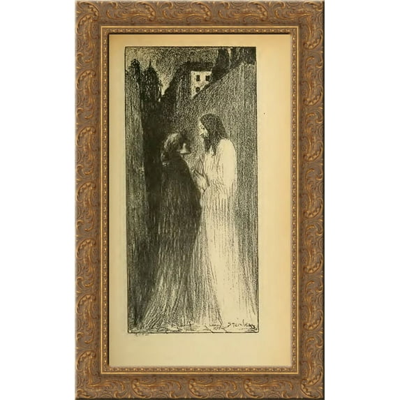La Madeleine 24x16 Gold Ornate Wood Framed Canvas Art by Theophile Steinlen