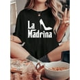 thumbnail image 1 of La Madrina Godmother Comadre Godparent Gift T-Shirt , Printed Crew Neck T-Shirt For Women - Casual Crew Neck, Short Sleeve, Breathable 100% Cotton Top, 1 of 4