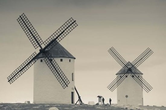 La Mancha Windmills Campo de Criptana Castile-La Mancha Region Spain Canvas Art - Walter Bibikow DanitaDelimont (18 x 12)
