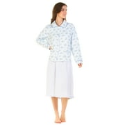 La Marquise Ladies Primrose in Bloom Mock Quilt Cotton Rich Long Sleeve Button Floral Bed Jacket