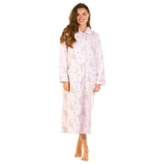 La Marquise Ladies Primrose in Bloom Mock Quilt Cotton Rich Long Sleeve Floral Button Through Robe