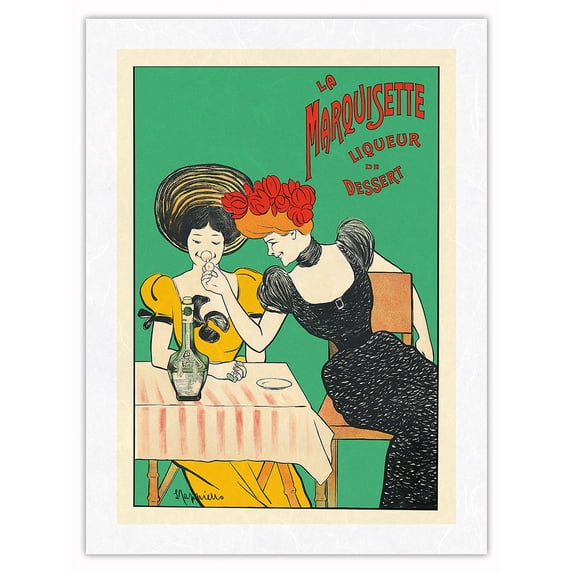 La Marquisette Dessert Liqueur - Vintage French Advertising Poster by Leonetto Cappiello c.1901 - Japanese Unryu Rice Paper Art Print (Unframed) 12 x 16 in