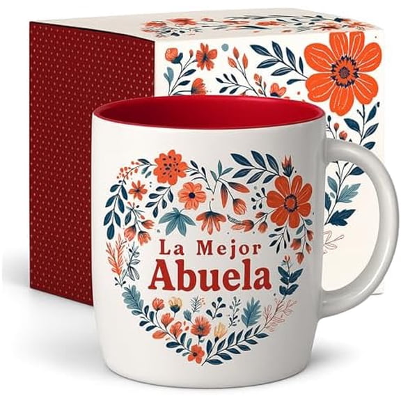 La Mejor Abuela Coffee Mug in Spanish, Latino Best Grandma in The World Gifts, Regalo Dia de las Madres, Mothers Day, Navidad, Birthday and Christmas Taza Abuelos, V2, 13 Oz