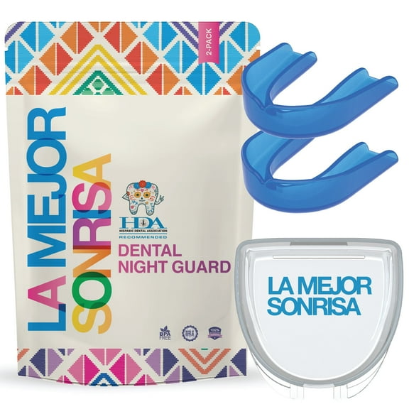 La Mejor Sonrisa (The Best Smile) Dental Night Guard - Mouthguard for Clenching Teeth at Night, Premium Night Guard for Teeth Grinding with Jaw Clenching Relief: 2 Pack Mora (Blue)