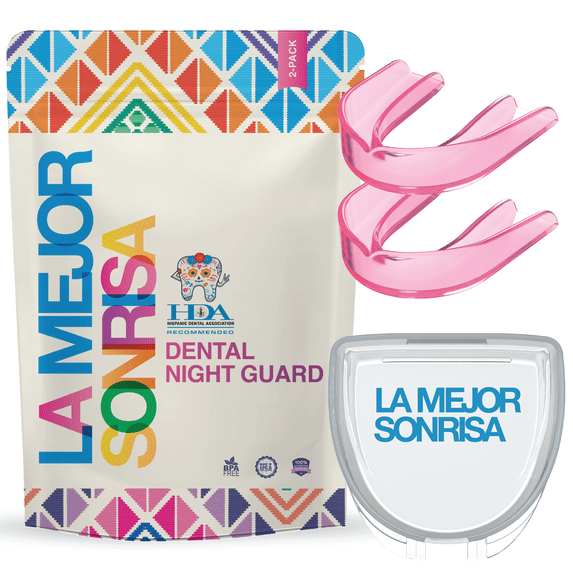 La Mejor Sonrisa (The Best Smile) Dental Night Guard - Mouthguard for Clenching Teeth at Night, Premium Night Guard for Teeth Grinding with Jaw Clenching Relief: 2 Pack Sandia (Pink)