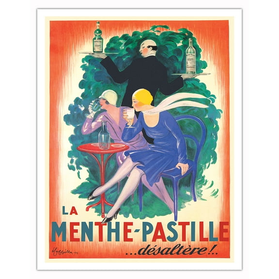 La Menthe-Pastille Mint Flavored Liquor - Vintage France Advertising Poster by Leonetto Cappiello c.1929 - Fine Art Matte Paper Print (Unframed) 11x14in