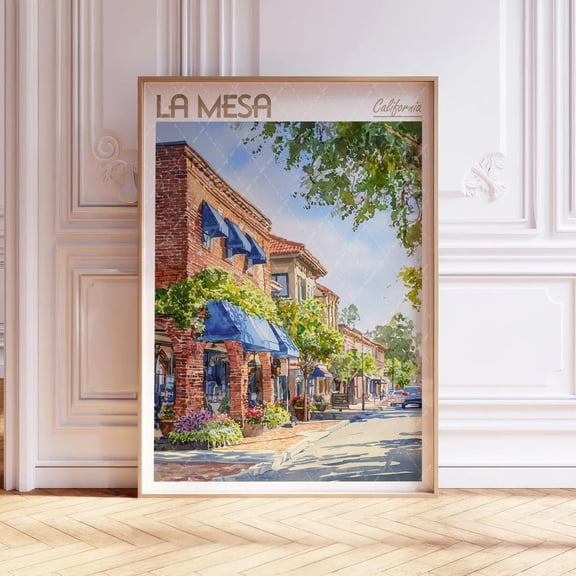 La Mesa California Pastel Cityscape Poster, Unframed Size 24x36