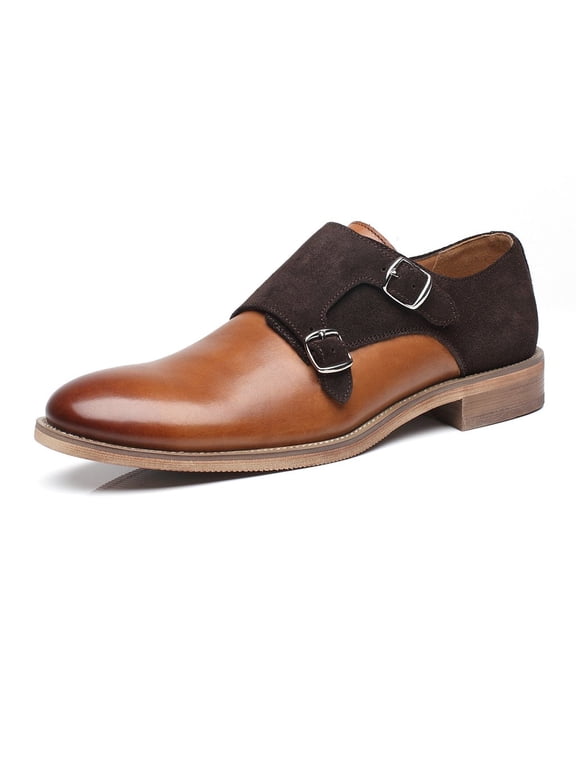 Patina Collection Leather and Suede Double Monk Strap Dress Shoe