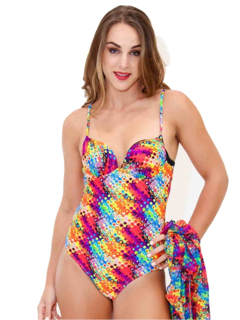 Maillot De Bain Une Pièce Volcom Juniors - Imprimé Guépard Néon Rose - Taille L - Neuf Avec étiquettes