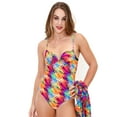 thumbnail image 1 of La Moda Womens Rainbow Pixelated Animal Leopard Print 1 Piece Swim Suit Small, 1 of 2