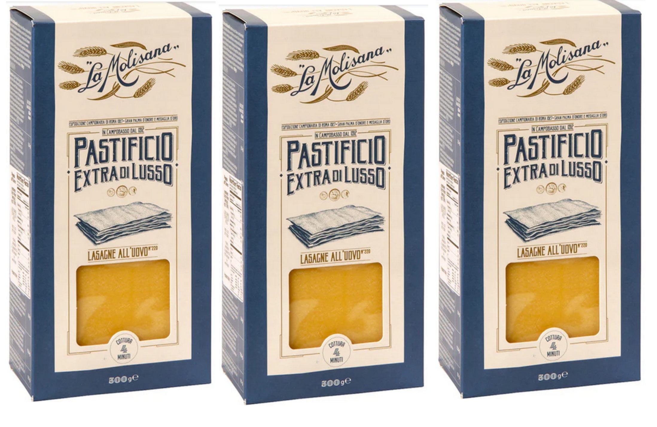 La Molisana Extra Di Lusso Egg Lasagne 500g, Pack of 3 -3.3lbs