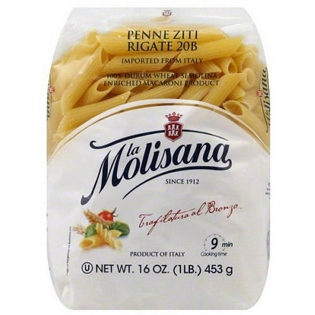 La Molisana Penne Ziti Rigate Pasta, 16 oz, (Pack of 12)