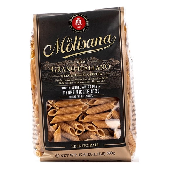 La Molisana: Whole Wheat Penne Rigate Pasta, 1.1 Lb