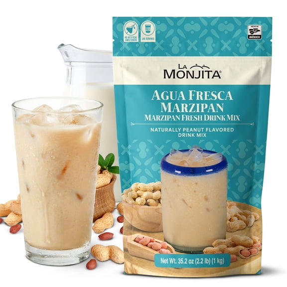 La Monjita Agua Fresca Marzipan - Mexican Agua Fresca Marzipan Naturally Peanut Flavored Drink Mix - 100 Servings (1kg / 35.2oz)