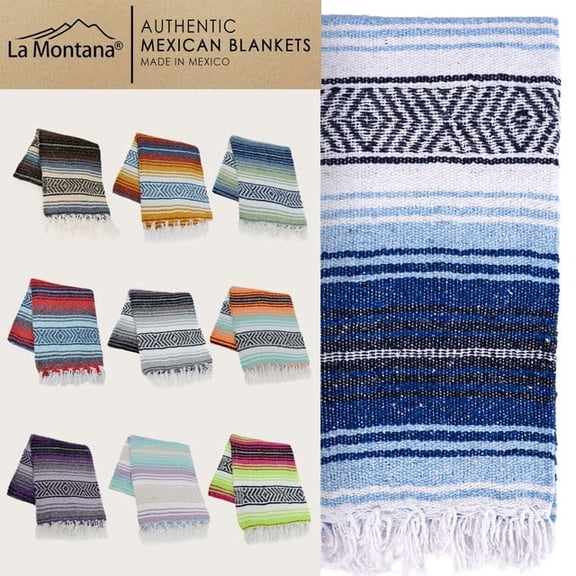 La Montana Mexican Blanket 10 Pack – Woven Yoga Blankets, 74" x 50", Multi-Purpose Falsa Blankets, Assorted Colors
