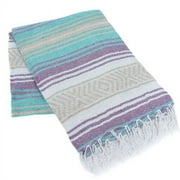 La Montana 4 Pack Mexican Blankets, 74" x 50" Yoga Blankets, Light Purple/Mint/Tan/White