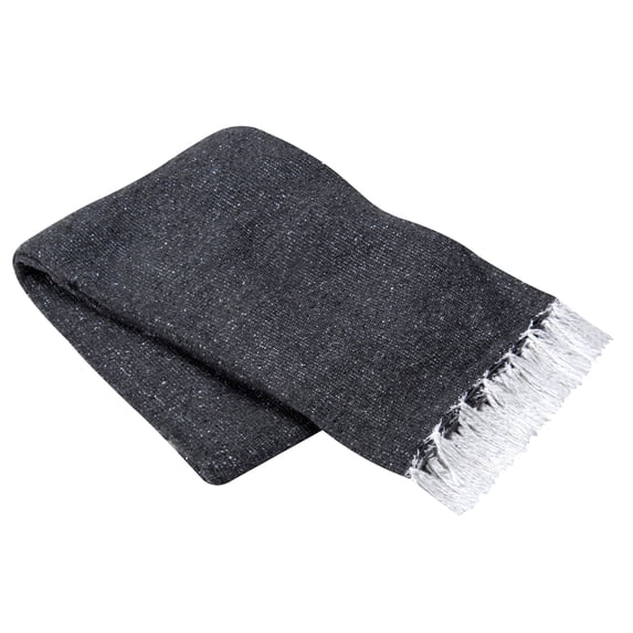 La Montana 6 Pack Heavyweight Mexican Blankets, 76" x 51" Solid Color Yoga Blanket, Charcoal