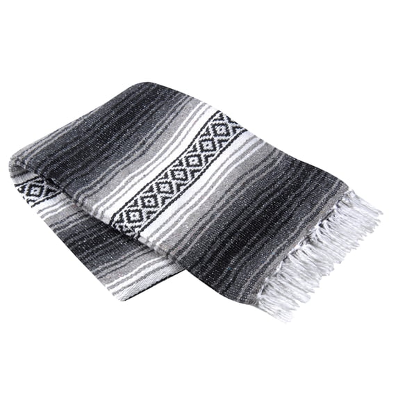 La Montana 6 Pack Heavyweight Mexican Blankets for Yoga, 77" x 52", Charcoal/Silver/White