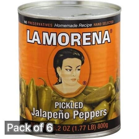 La Morena Whole Pickled Jalapeno Peppers 28.2 oz (Pack of 6)