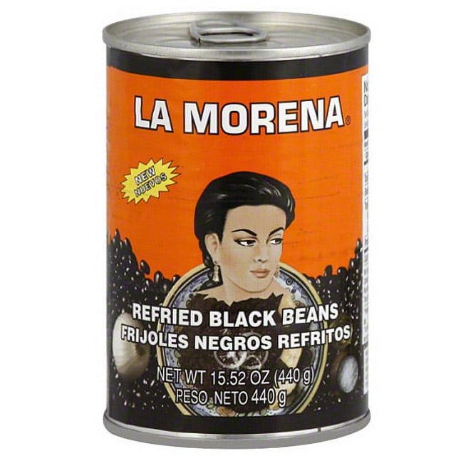 La Morena Refried Black Beans, 15.52 oz, (Pack of 12)