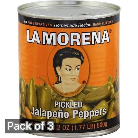 La Morena Whole Pickled Jalapeno Peppers 28.2 oz (Pack of 3)