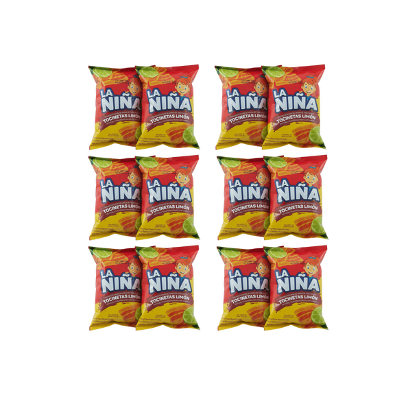La Nia Tocinetas Sabor Limn Bacon Flavored Chips (Pack of 12, 15g) Imported from Colombia
