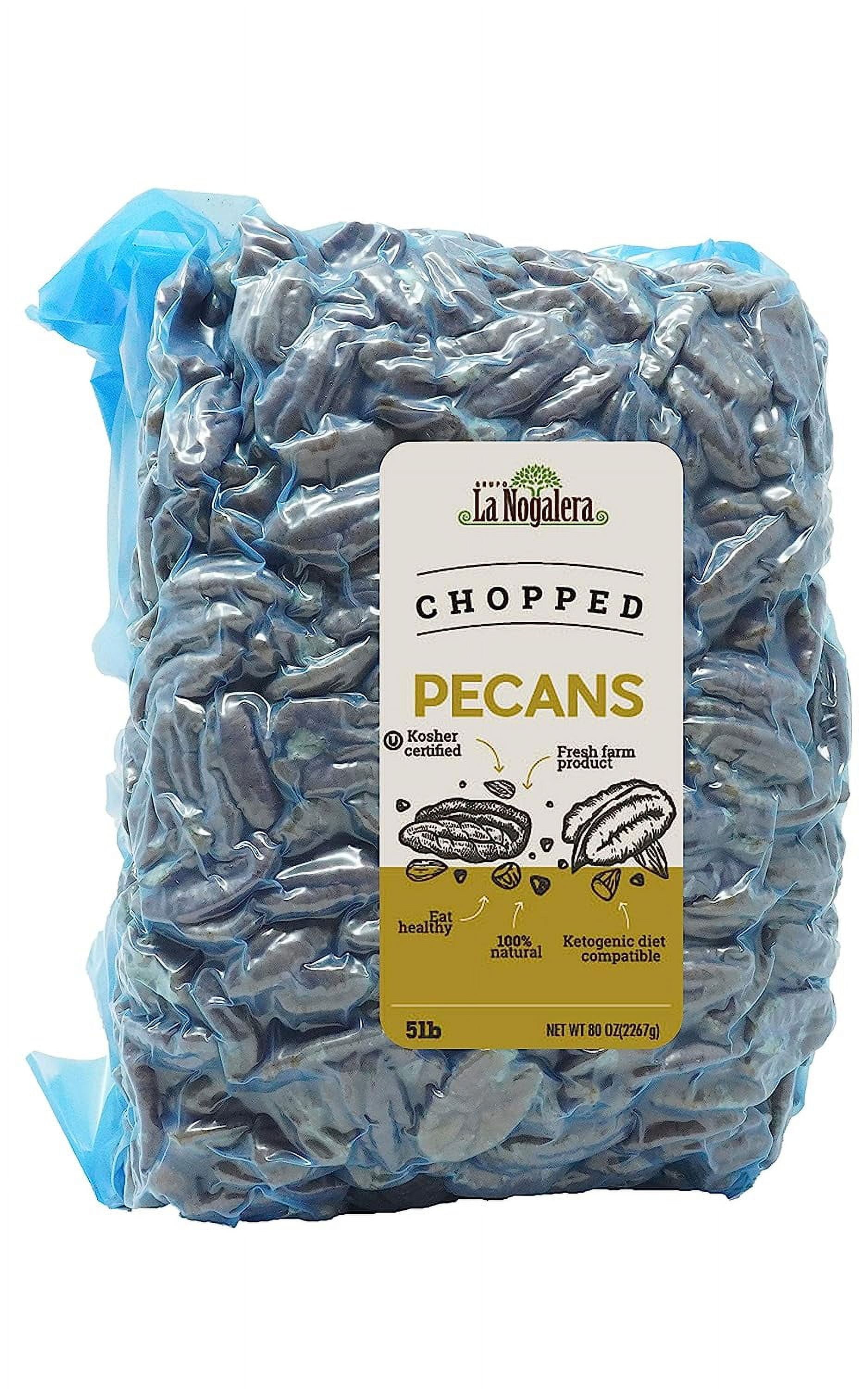 La Nogalera - 100% Natural and Fresh Crop of Chopped Pecans in 5 lbs Vacuum Sealed Bag. Raw Pecan nut Pieces That Compare to Organic, Non-GMO, No Preservatives, Unpasteurized, Kosher Certified