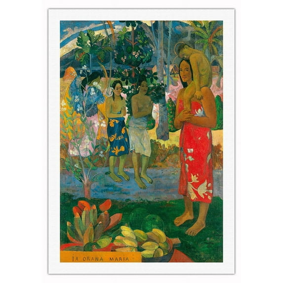 La Orana Maria (Hail Mary) - From an Original Color Painting by Paul Gauguin c.1891 - Fine Art Rolled Canvas Print 27in x 40in
