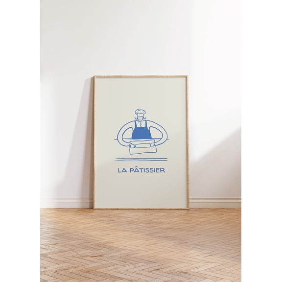 La Pã¢Tissier Print Cute Pasty Chef Poster Minimalist Kitchen Decor Funny Baking Wall Art French Quote Art Print, Poster Only