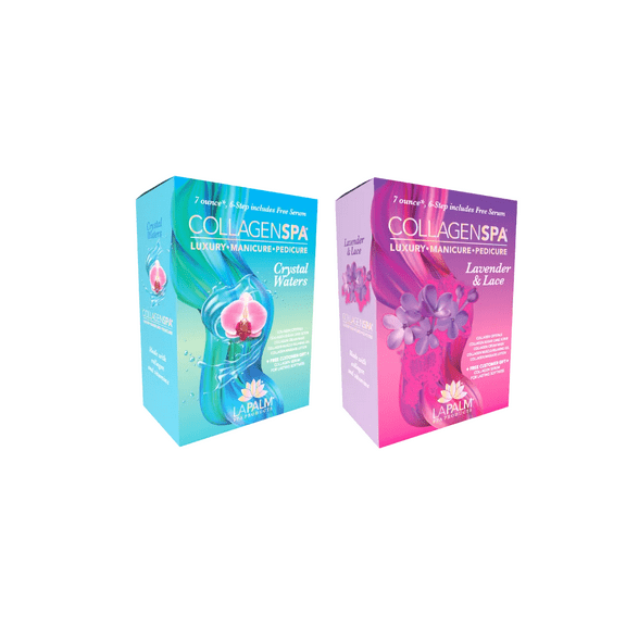 La Palm Collagen Spa 6 Step Manicure/Pedicure Kit Crystal Water + Lavender & Lace