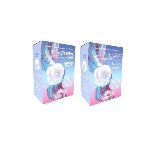 La Palm Collagen Spa 6 Step Manicure/Pedicure Kit Luxury Pearl 2 Pack