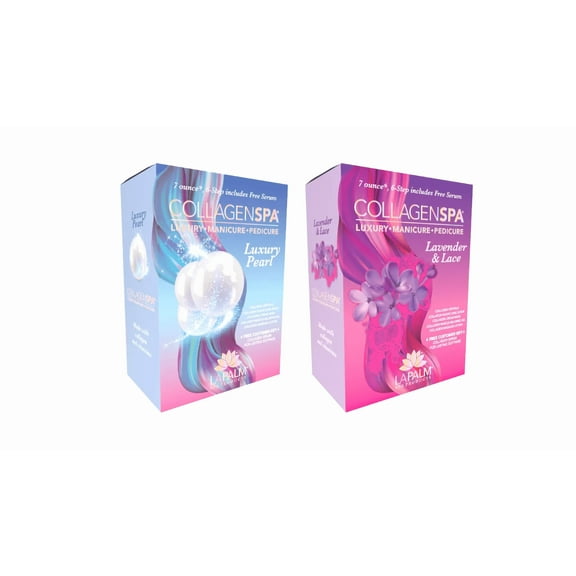 La Palm Collagen Spa 6 Step Manicure/Pedicure Kit Luxury Pearl + Lavender and Lace