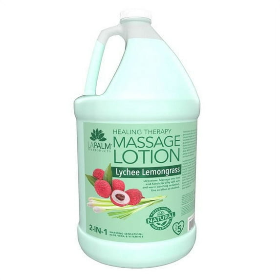 La Palm Organic Healing Therapy Lotion w/ Aloe Vera + Vitamin E - Lychee Lemongrass 1 Gallon