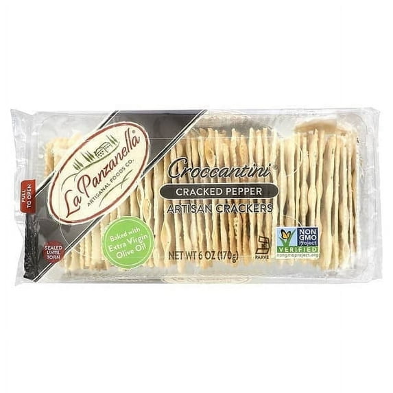 La Panzanella, Croccantini Artisan Crackers, Cracked Pepper, 6 oz