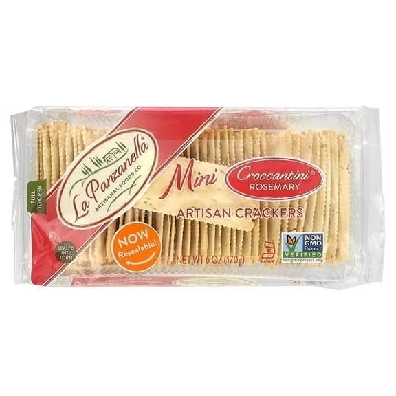 La Panzanella, Mini Croccantini Artisan Crackers, Rosemary, 6 oz Pack of 2