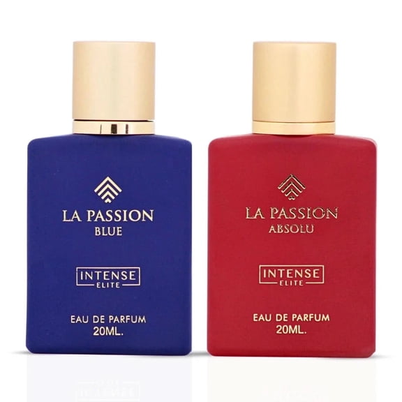 La Passion Blue & La Passion Absolu Eau de Parfum Spray 20ml (0.6 oz) by Intense Elite (Bundle)