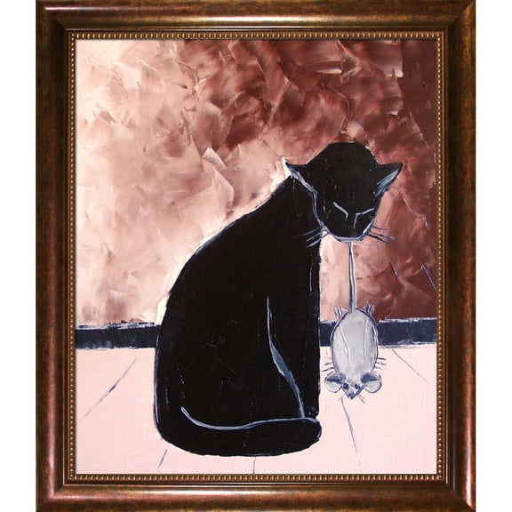 La Pastiche  Atelier De Jiel 'Black Cat with his Mechanic Mouse' Framed Fine Art Print