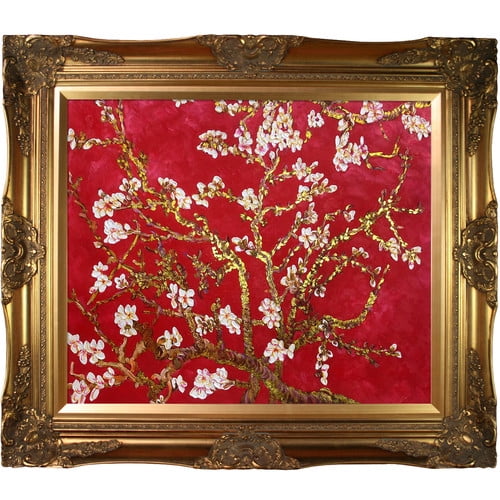 La Pastiche 'Branches of an Almond Tree' by Vincent Van Gogh Framed Painting Print on Wrapped Canvas