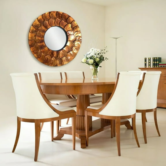 La Pastiche Bronze Aeolian Mother of Pearl Framed Wall Mirror 18x18