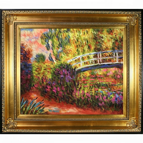 La Pastiche Claude Monet 'The Japanese Bridge' (The Water-Lily Pond, Water Irises) Hand Painted Oil Reproduction