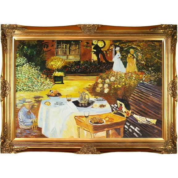 La Pastiche Claude Monet The Luncheon Hand Painted Framed Canvas Art