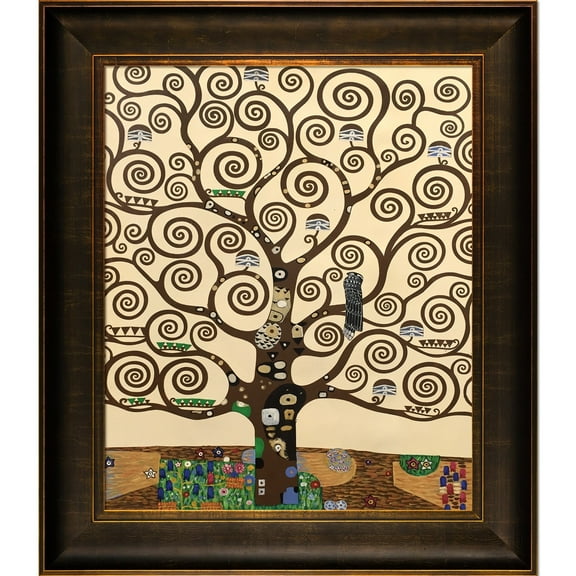 La Pastiche Gustav Klimt Tree of Life Hand Painted Framed Canvas Art
