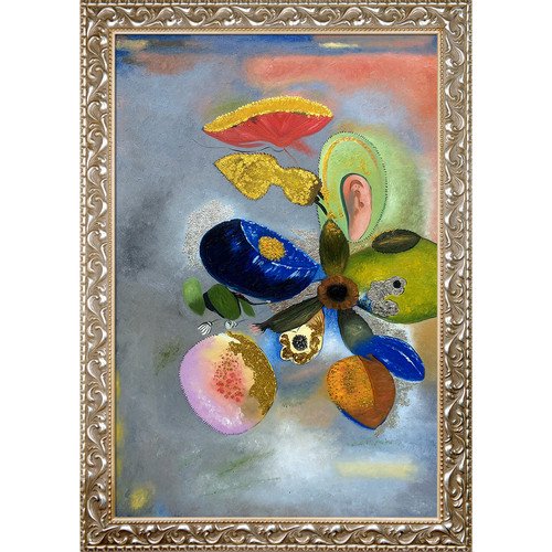 La Pastiche Luxury Line Flowers by Odilon Redon Framed Painting