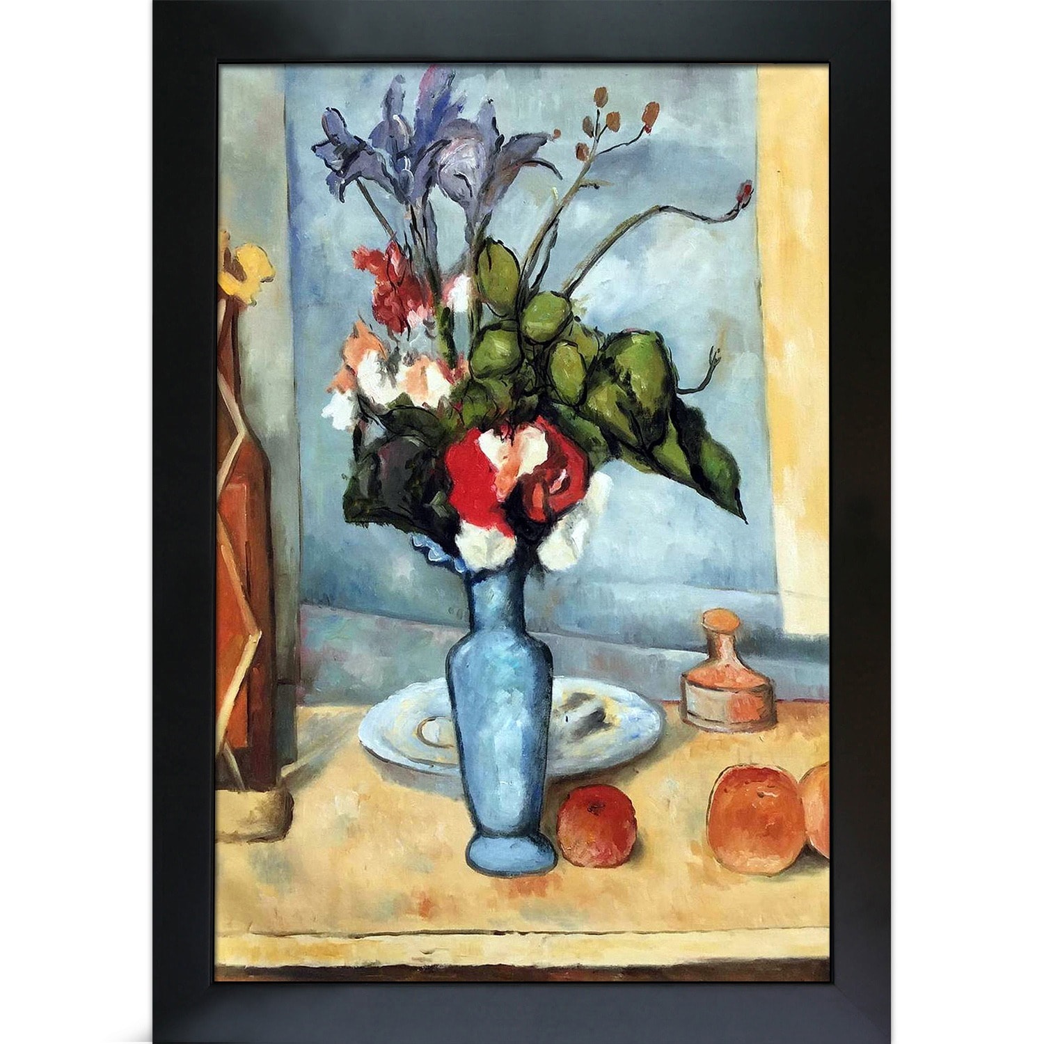 La Pastiche Paul Cezanne 'Le Vase Bleu' Hand Painted Framed Canvas Art