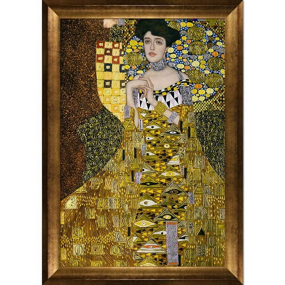 La Pastiche 'Portrait of Adele Bloch Bauer I Metallic Embellished' by Gustav Klimt Framed Painting Print