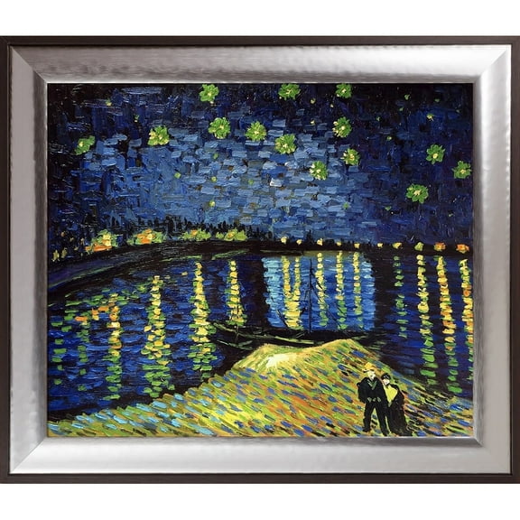 La Pastiche Starry Night Over the Rhone with Magnesium Silver Frame