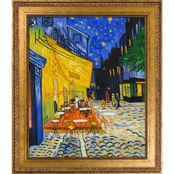 La Pastiche Vincent Van Gogh 'Cafe Terrace at Night' (Luxury Line) Hand Painted Oil Reproduction