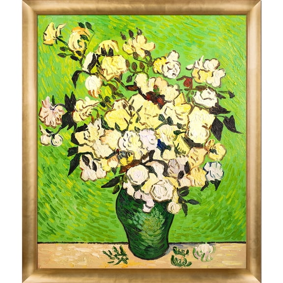 La Pastiche Vincent Van Gogh 'Vase with Roses' Hand Painted Oil Reproduction