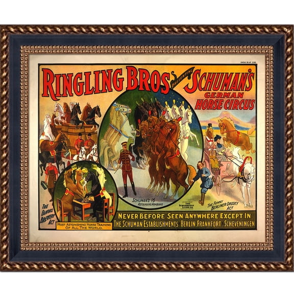 La Pastiche  Vintage Collection 'Ringling Brothers' Framed High Quality Print on Canvas - Brown