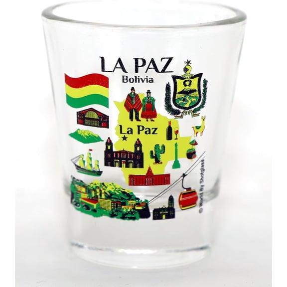 La Paz Bolivia Landmarks and Icons Collage Shot Glass